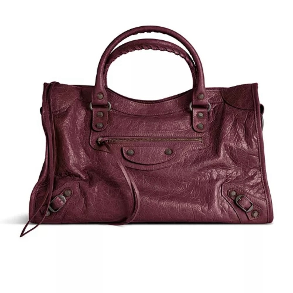 Balenciaga Deep Red Le City Leather Shoulder Bag